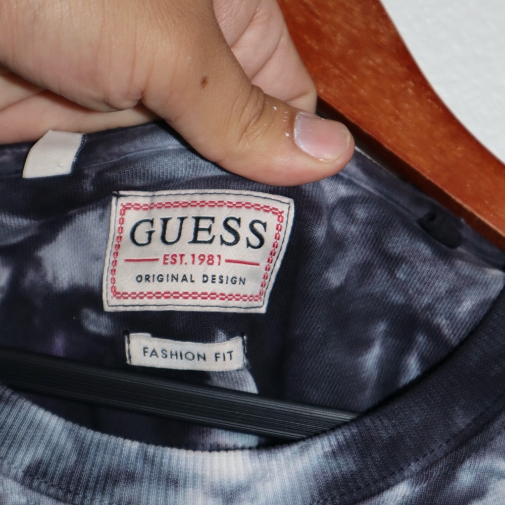 DEADSTOCK GUESS Men's Anslem Tie-dyed Fleece Sweatshirt In Green Size Medium - Picture 6 of 8